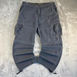 Vintage Bugle Boy Cargo Pants Mens 40x30 Gray Adjustable Waist 90s Utility